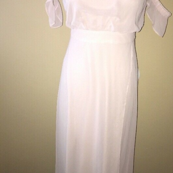 NEW Express Chiffon Ruffle Off The Shoulder Maxi D - Picture 2 of 5